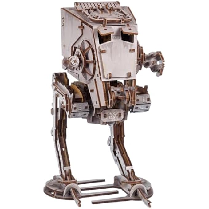STAR WARS AT-ST WALKER 3D WOODEN PUZZLE - WOODEN CONSTRUCTION KIT ADULTS - 3D WOODEN PUZZLE ADULTS - STAR WARS GIFT FOR MEN - MECHANICAL RUNNING MODEL WOODEN PUZZLE 3D - 370 PIECES - Image 1